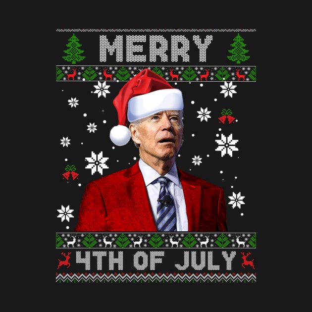 Merry 4th Of July Funny Joe Biden Christmas Ugly Sweater by petemphasis