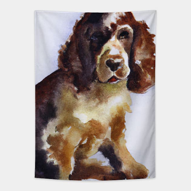 Spaniel Watercolor Painting - Dog Lover Gifts Tapestry by Edd Paint Something