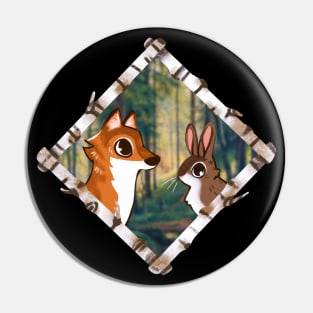 Fox and Bunny Pin