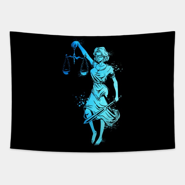 Colorful Lady Justice Tapestry by Modern Medieval Design