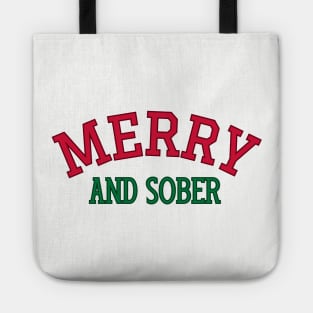 Merry and Sober Christmas Retro Addiction Recovery Tote