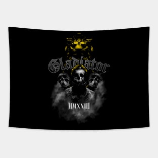 Gladiator Victory Lion Skull Strength MMXXIII Streetwear Graphic Design Tapestry