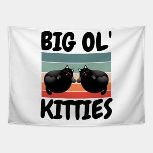 Funny Retro Big Ol' Kitties Cute Lazy Fat Cat Lover Tapestry