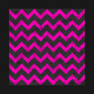 Hot pink black retro chevron pattern lines T-Shirt