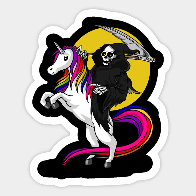 Grim Reaper Death Riding Unicorn Funny Halloween