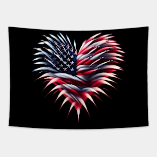 Fighter Jet Airplane American Flag Heart 4Th Of July Tapestry