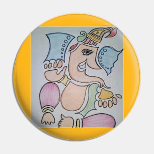 Handsketch of God Ganesha Pin