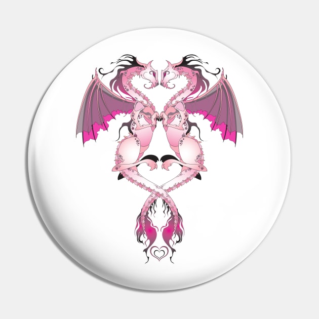 Pink Love Dragons Pin by The Cuban Witch