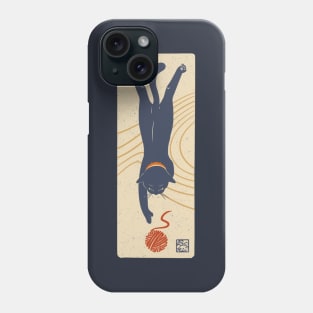 The Black Cat With Ball Of Yarn Phone Case