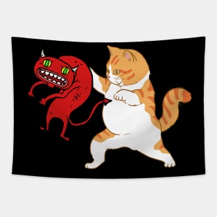 possessed cat devil Tapestry