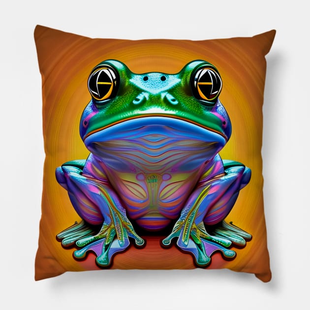 Froggy Animal Spirit (10) - Trippy Psychedelic Frog Pillow by TheThirdEye