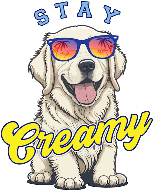 English Cream Golden Retriever - Stay Creamy Kids T-Shirt by RogerTheCat