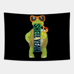 Shell Yeah Neon Funny Turtle Pocket Design Tapestry