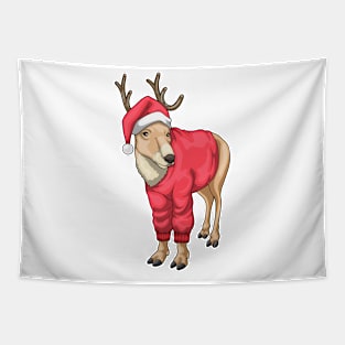 Reindeer Christmas Santa hat Tapestry