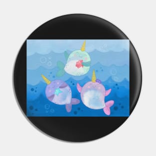 Playful Cute Narwhals Pin