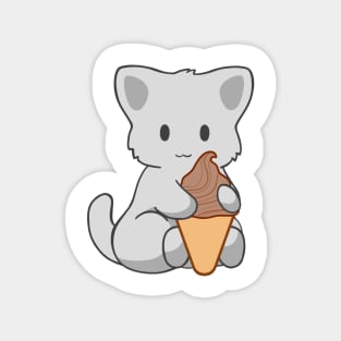 Chocolate Ice Cream White Cat Magnet