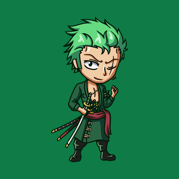 Roronoa Zoro Chibi - One Piece - T-Shirt | TeePublic