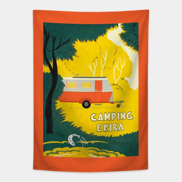 Vintage Caravan in Woodland Tapestry by NattyDesigns