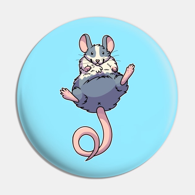 Chubby Mouse/Rat- Blue and White Pin by Catbreon