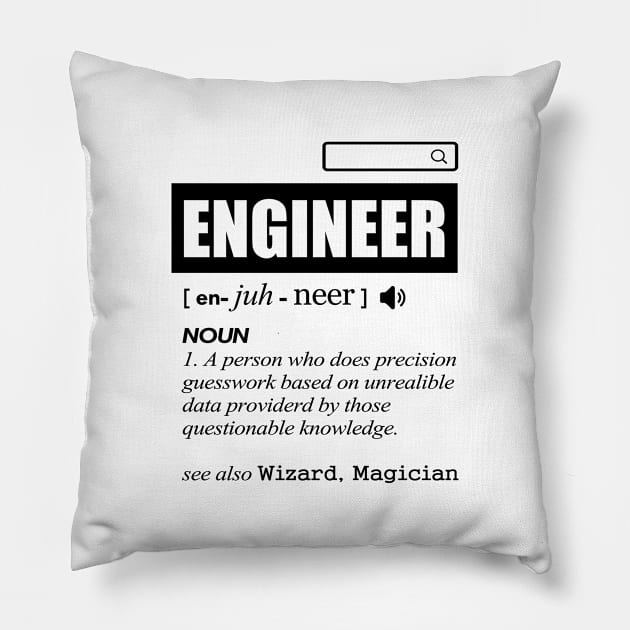'Definition of Engineer' Witty Student Engineer Gift Pillow by ourwackyhome