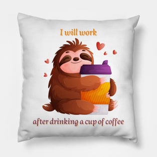 sloth coffee Pillow