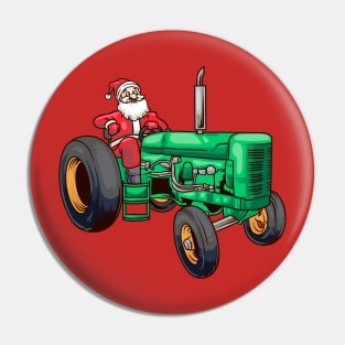 Farmer Santa Claus Farm Farming Tractor Christmas Pin