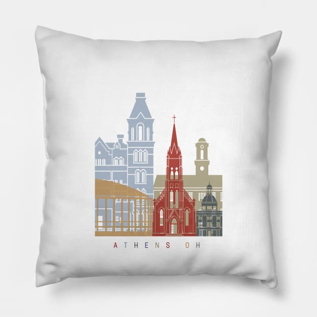 Athens - OH skyline poster Pillow by PaulrommerArt