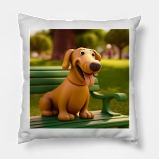 Clay Dog at the Park 2 Pillow