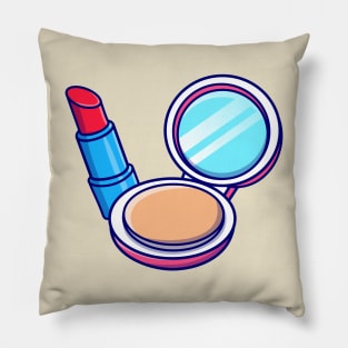 Floating Face Powder And Lipstick Cartoon Pillow