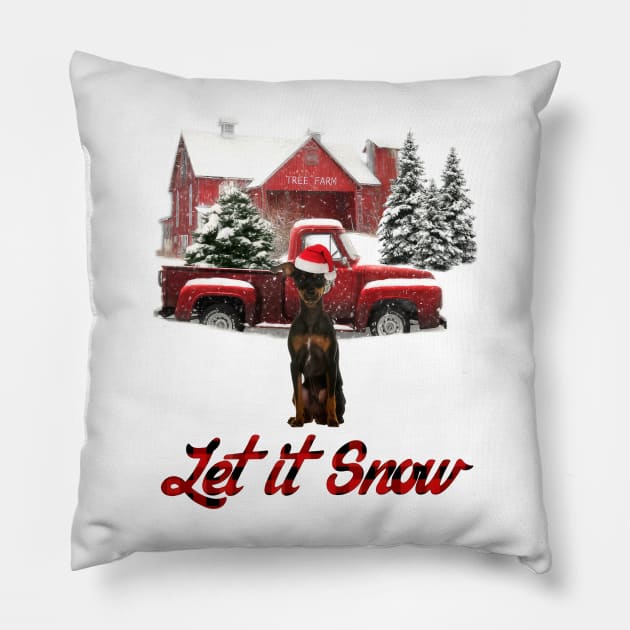 Border Collie Let It Snow Tree Farm Red Truck Christmas Pillow by Brodrick Arlette Store