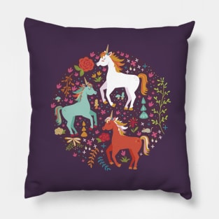 Unicorn Pattern on Mulberry Pillow