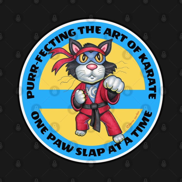 Cute Funny Karate Cat in Karate Suit by Danny Gordon Art