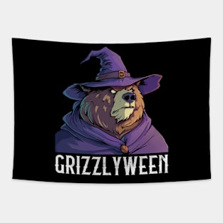 Grizzly as Witch - Grizzly Bear Halloween Tapestry