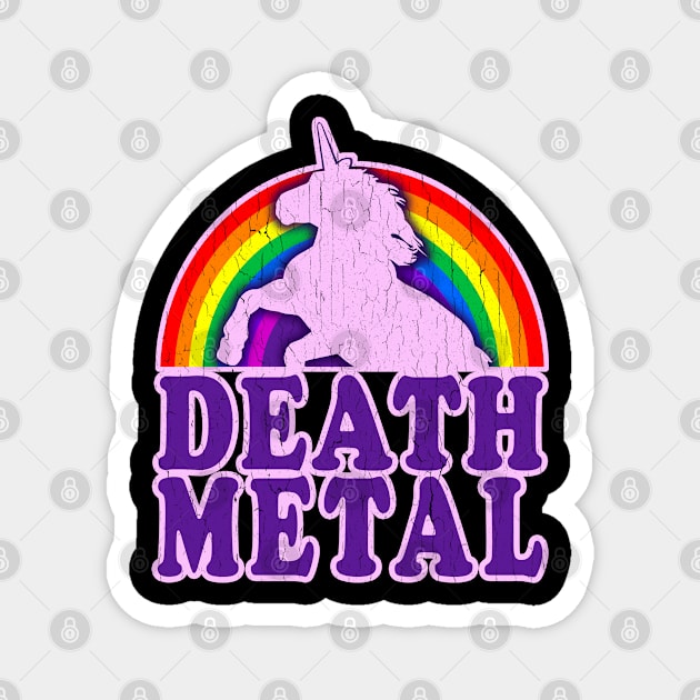 Funny Death Metal Unicorn Rainbow Magnet by robotface