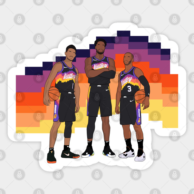 Phoenix Basketball Big 3 City Jersey Booker Ayton Paul - Phoenix Suns - Sticker