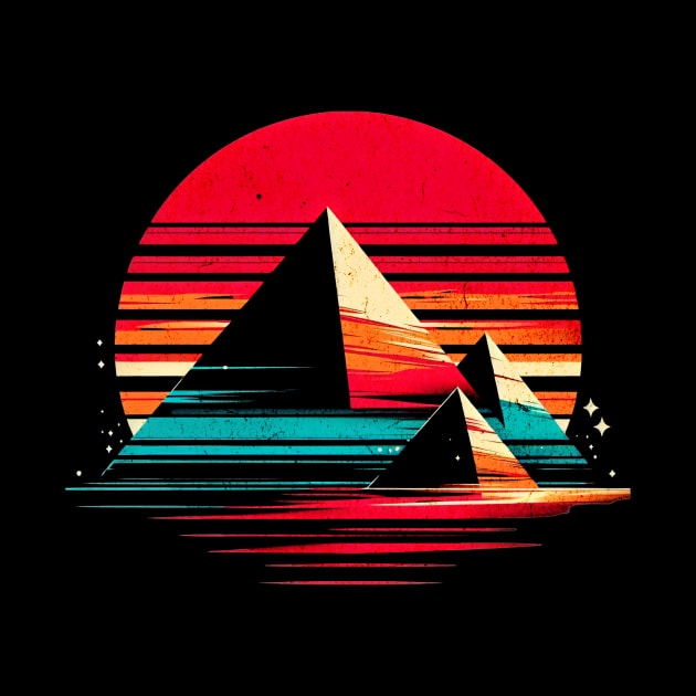 Retro Sunset Pyramids of Giza Design by Miami Neon Designs