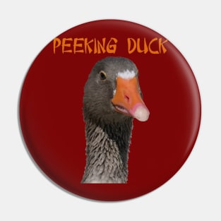 Geeky Peeking Duck Under Asian Style Text Pin