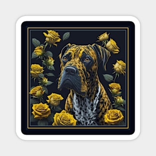 Dogo Canario yellow roses 2 Magnet