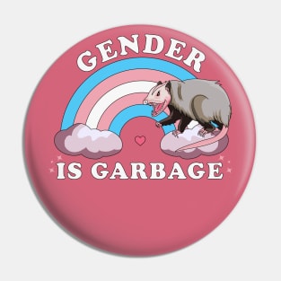 Gender Is Garbage Transgender LGBTQ Pride Opossum Pin