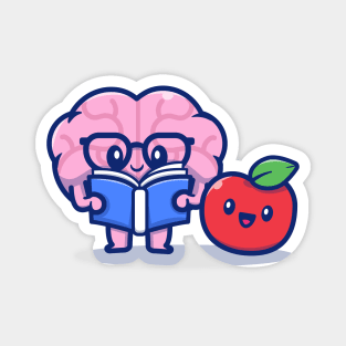 Cute Brain Reading Book With Apple Magnet