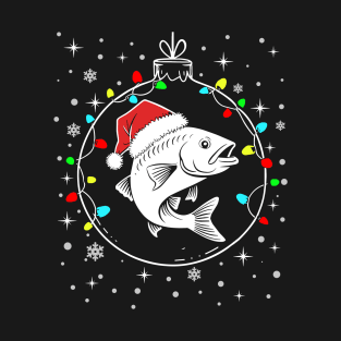 Funny Xmas Fish Santa Hat Fishing Christmas Ornament T-Shirt