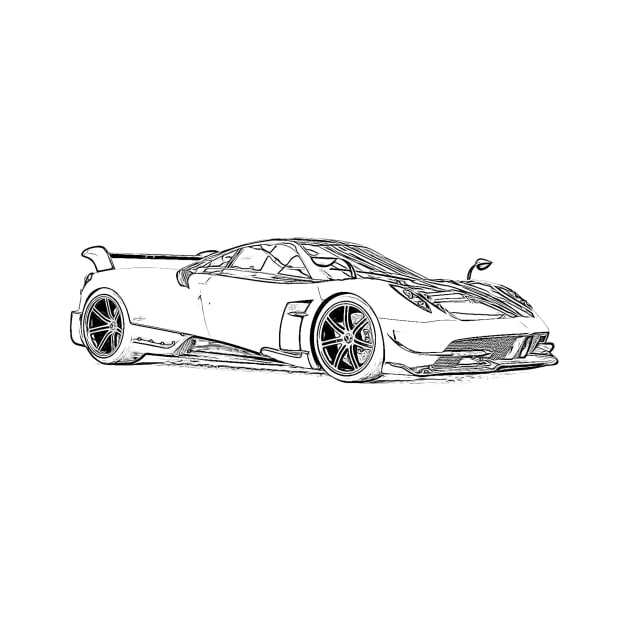 Pagani Huayra Supercar Racing Wireframe by Auto-Prints