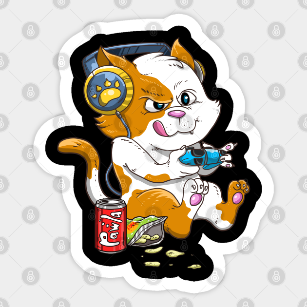 Funny Cat Gaming Cat Lover Kawaii Video Games Funny Gamer - Funny - Sticker | TeePublic Funny Cat Gaming Cat Lover Kawaii Video Games Funny Gamer - Funny - Sticker | TeePublic