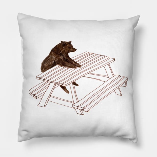 Picnic bear Pillow by crumpetsandcrabsticks