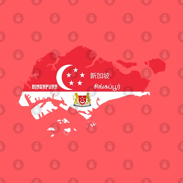 Singapore flag & map by Travellers