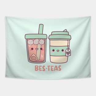 Cute Takeaway Ice and Hot Teas Bes Teas Besties Tapestry