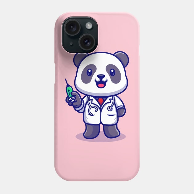 Cute Panda Doctor With Syringe Cartoon Phone Case by Catalyst Labs