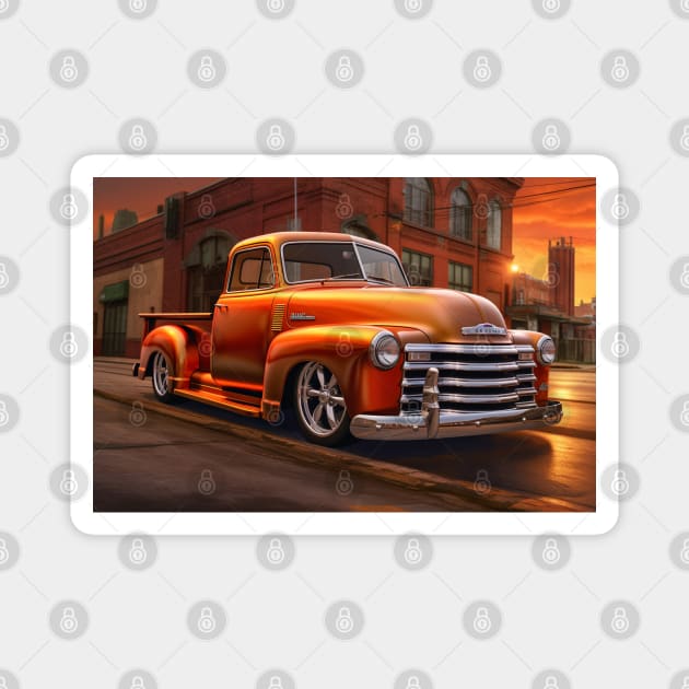 Orange Chevy 3100 Pick up Magnet by Spearhead Ink