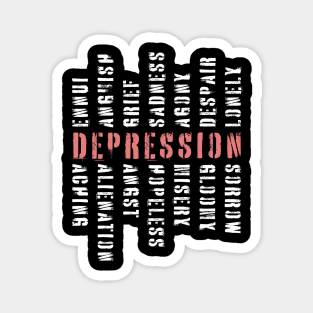 Words of Depression - Word Mosaic - Elegant Minimalism Magnet