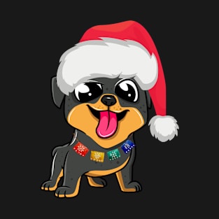 Cute Christmas Dog With Santa Hat T-Shirt